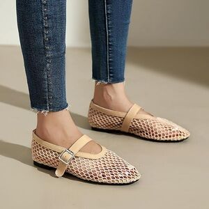 Women's Cream Mesh Mary Jane